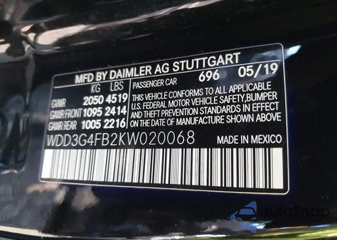 2019 Mercedes-Benz A 220 4Matic z USA, uszkodzony, nr VIN WDD3G4FB2KW020068